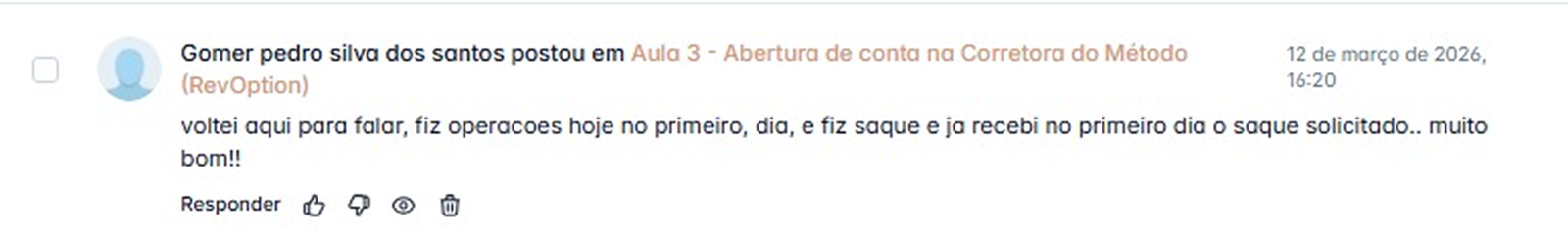 Resultado membro ProfitX