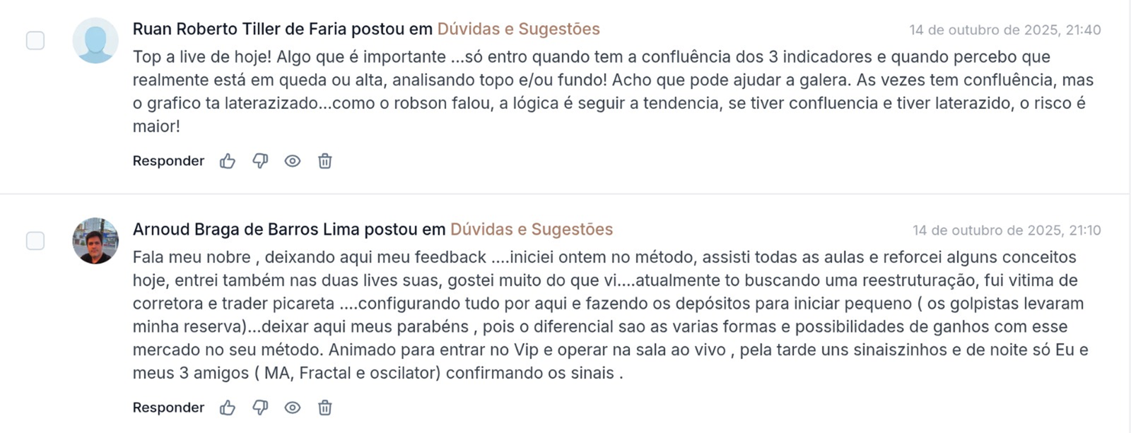 Resultado membro ProfitX